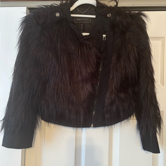 BCBGMaxAzria Jackets & Blazers - BCBGMaxAzria Black Faux Fur Teddy Jacket